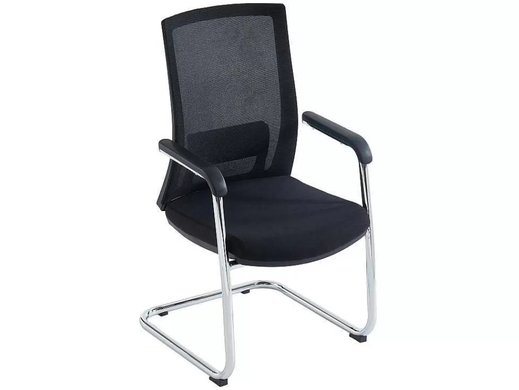 Cadeira De Escritório*Workēa Cadeira De Reunioes Profissional Em Tecido E Metal Cromado Cor Preto - Rulio