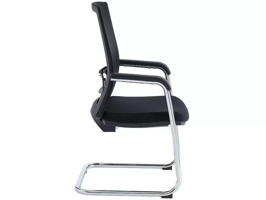 Cadeira De Escritório*Workēa Cadeira De Reunioes Profissional Em Tecido E Metal Cromado Cor Preto - Rulio