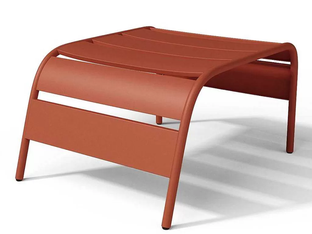 Conjunto Relax De Jardim*MYLIA Cadeirão Baixo De Jardim Empilhavel + Apoio De Pés Em Metal Terracota - Mirmande