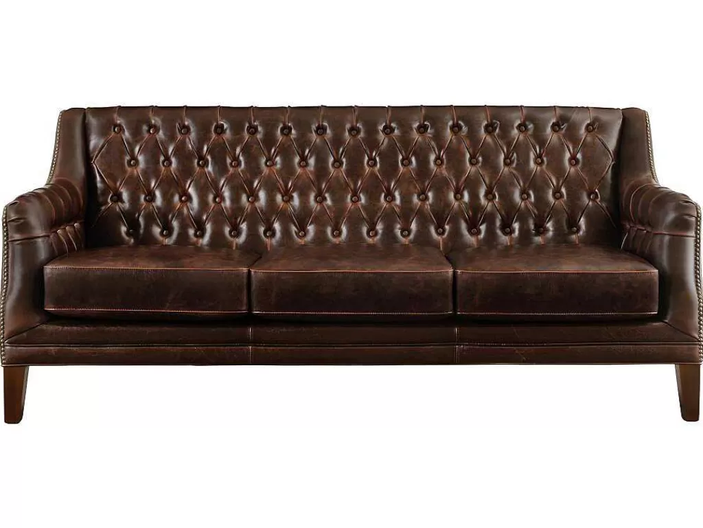 Poltrona Em Pele*LINEA Sofá Cadeirão Em Couro Castanho Estilo Vintage - Colbert