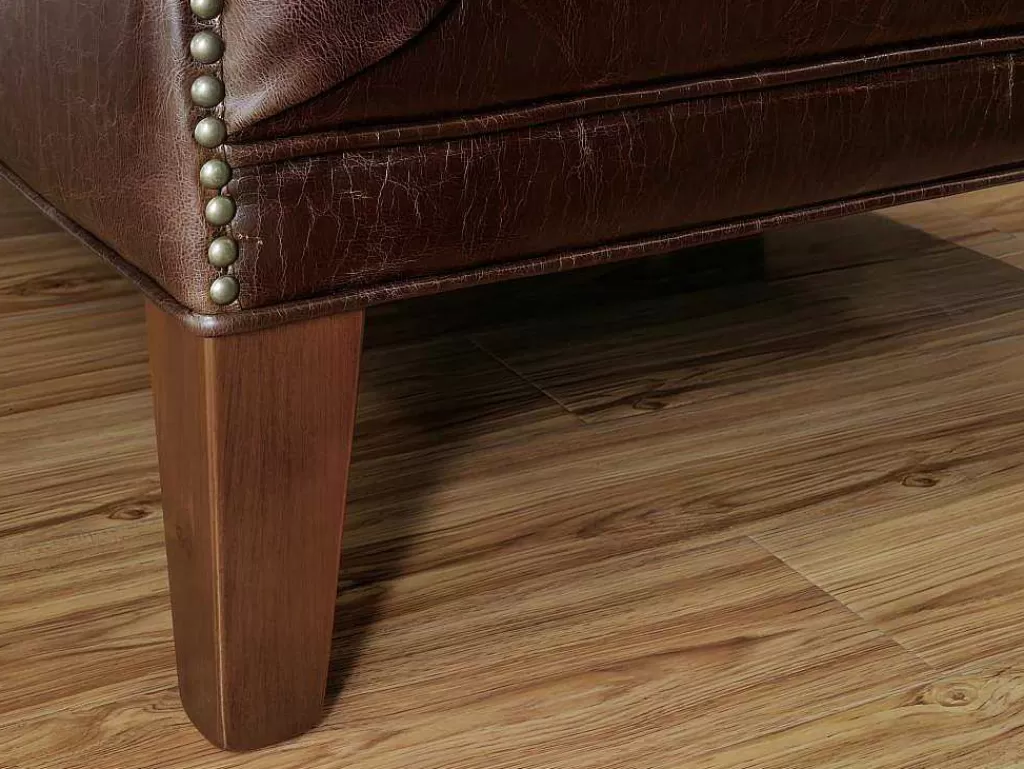 Poltrona Em Pele*LINEA Sofá Cadeirão Em Couro Castanho Estilo Vintage - Colbert