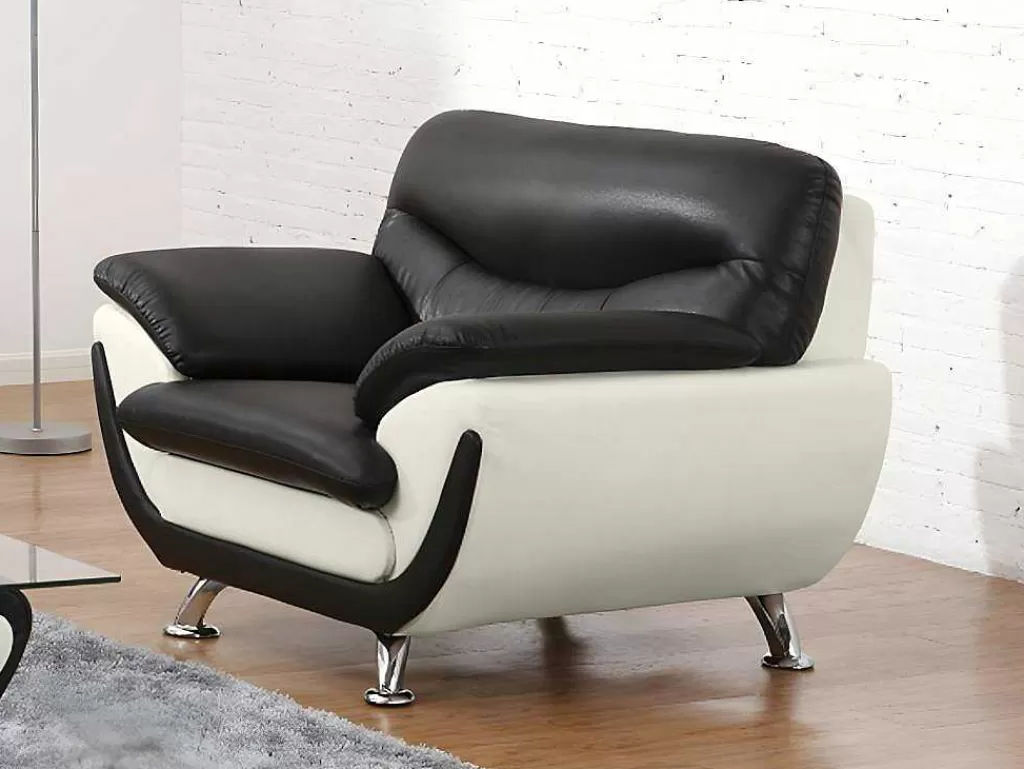 Poltrona Em Pele Sintética*Vente-unique Cadeirão Em Pele Sintética Bicolor Preto E Branco - Indice