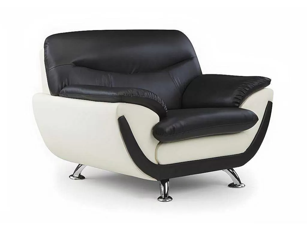 Poltrona Em Pele Sintética*Vente-unique Cadeirão Em Pele Sintética Bicolor Preto E Branco - Indice