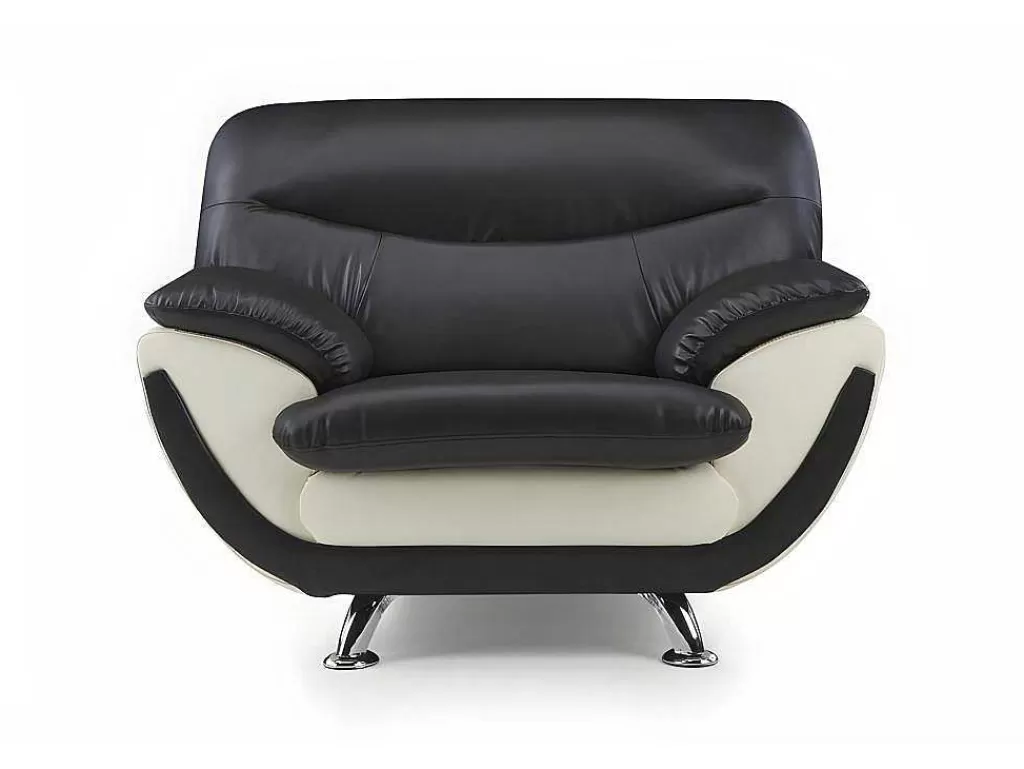 Poltrona Em Pele Sintética*Vente-unique Cadeirão Em Pele Sintética Bicolor Preto E Branco - Indice