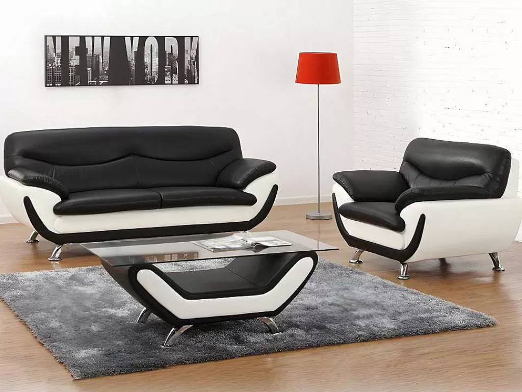 Poltrona Em Pele Sintética*Vente-unique Cadeirão Em Pele Sintética Bicolor Preto E Branco - Indice