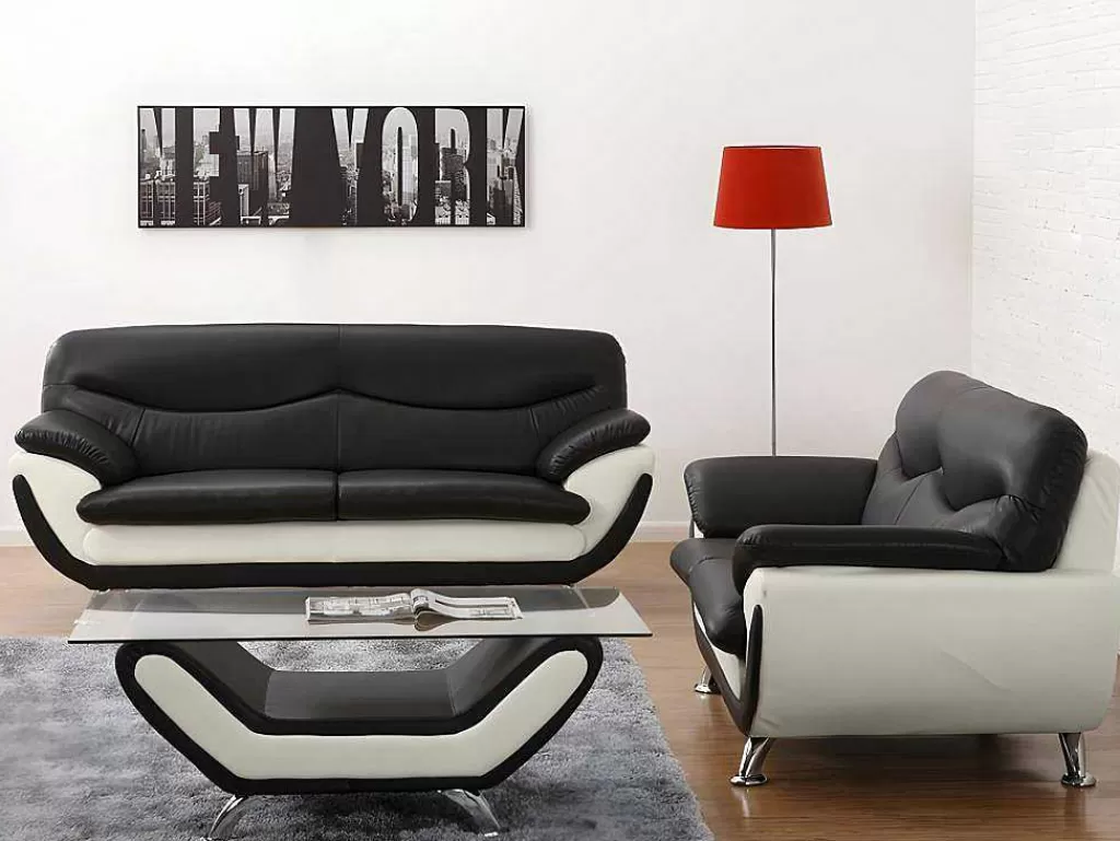 Poltrona Em Pele Sintética*Vente-unique Cadeirão Em Pele Sintética Bicolor Preto E Branco - Indice