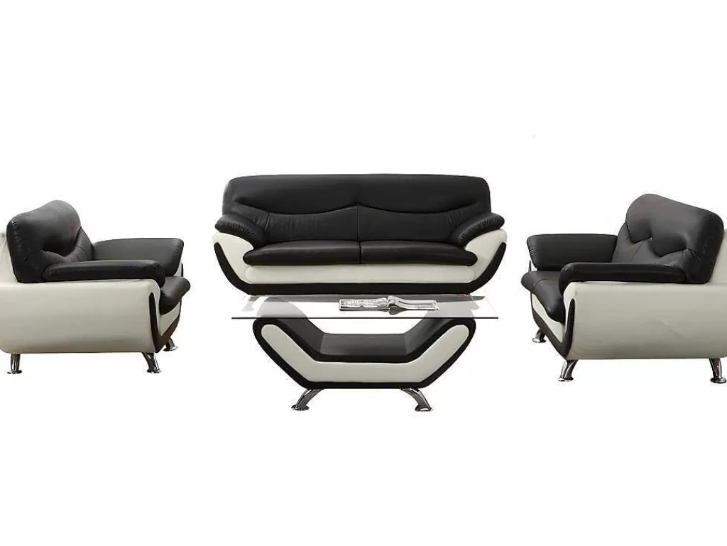 Poltrona Em Pele Sintética*Vente-unique Cadeirão Em Pele Sintética Bicolor Preto E Branco - Indice