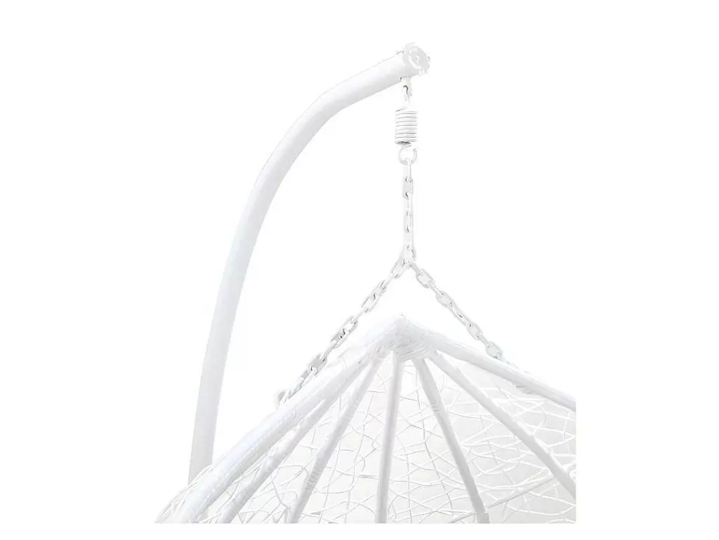 Cadeirão Suspenso*MYLIA Cadeirão Suspenso 2 Lugares Em Resina Entrelacada - Branco Com Almofadas Cinza - Cayambe