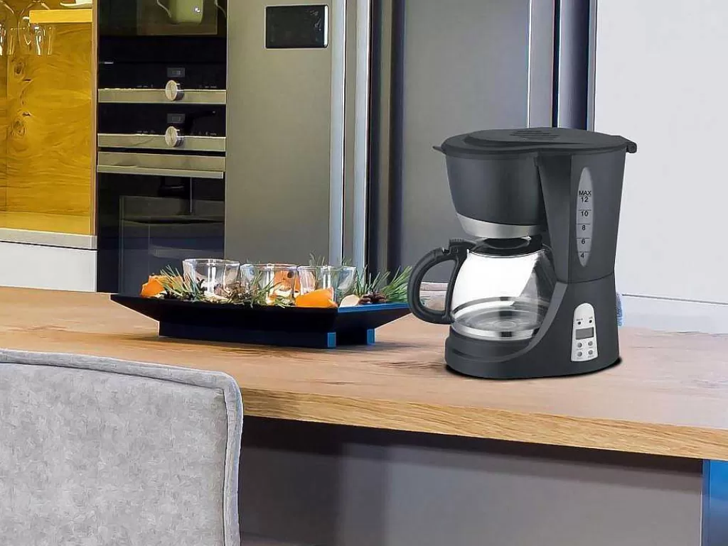 Pequenos Eletrodomésticos*Purline Cafetiere Numerique Programmable Jusqu'A 12 Tasses 800W En Verre Noir