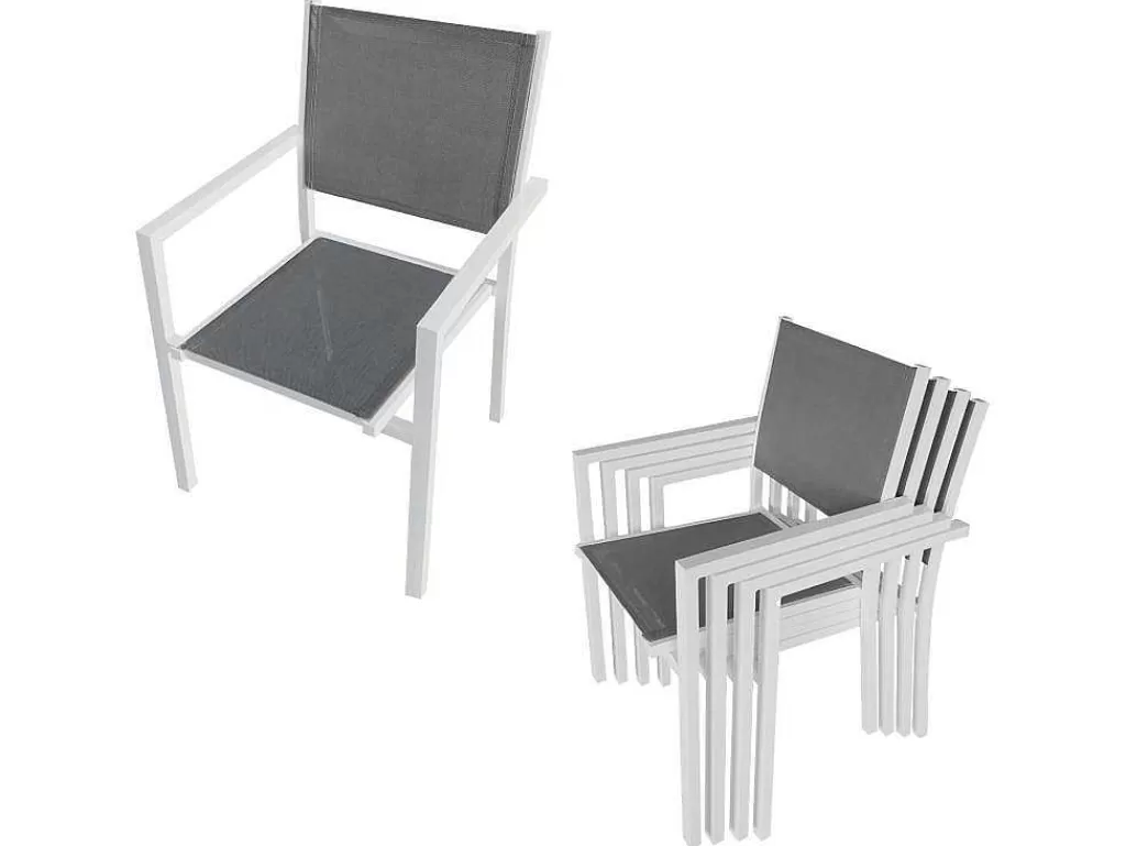Conjunto Mesa E Cadeiras De Jardim*Happy Garden Cagliari Conjunto De Moveis De Jardim Em Cinzento Têxtileno 8 Lugares - Aluminio Branco