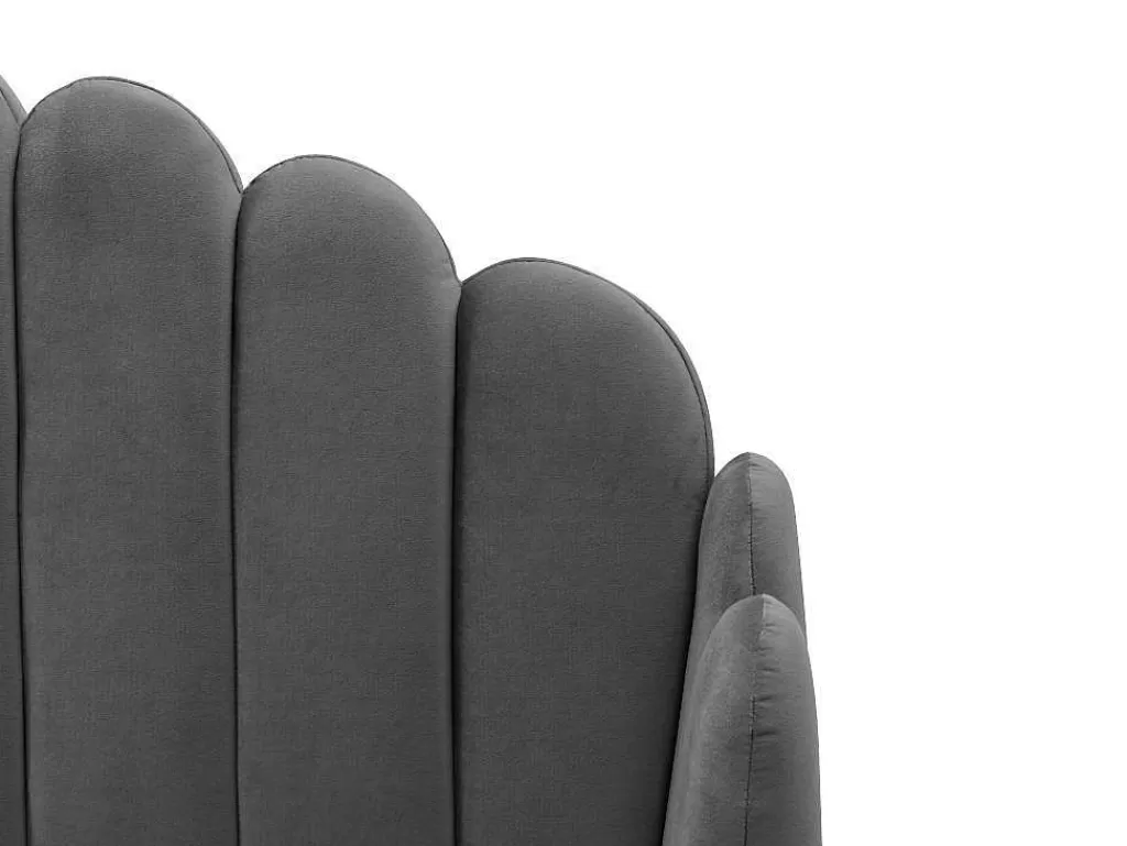Cama Em Veludo*Vente-unique Cama 160 X 200 Cm Com Cabeceira De Cama Ondulada Veludo Cinzento + Colchão - Sagali
