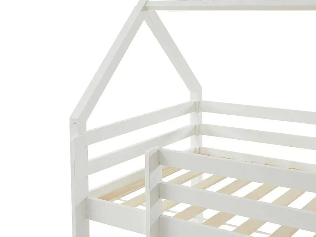 Cama Alta*Vente-unique Cama Alta Cabana De 90 X 190 Cm Em Pinho Cor Branco + Colchão - Tarzia