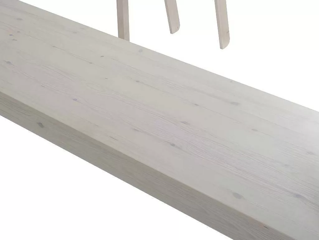 Cama Alta*Vente-unique Cama Alta De 140 X 190 Cm Com Secretária Em Pinho Macico Esbranquicado + Colchão - Gedeon Ii