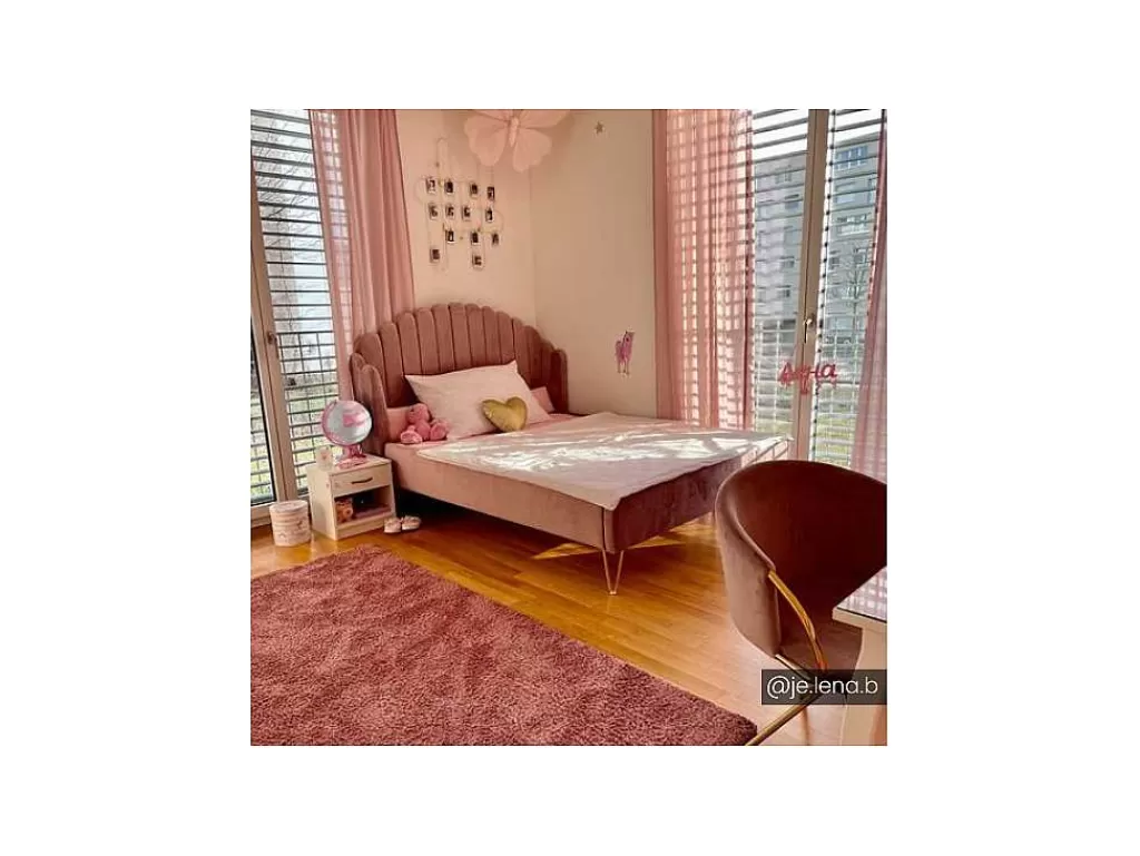 Cama Em Veludo*Vente-unique Cama Com Cabeceira De Cama Ondulada De 140 X 190 Cm Em Veludo Cor-De-Rosa Velho - Sagali