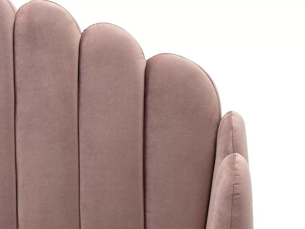 Cama Em Veludo*Vente-unique Cama Com Cabeceira De Cama Ondulada De 160 X 200 Cm Em Veludo Cor-De-Rosa Velho - Sagali