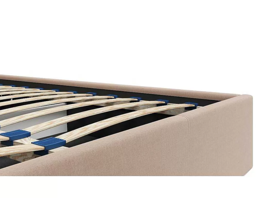Cama Em Veludo*PASCAL MORABITO Cama Com Espaco De Arrumação 140X190 Cm Veludo Bege + Colchão - Mirdal De