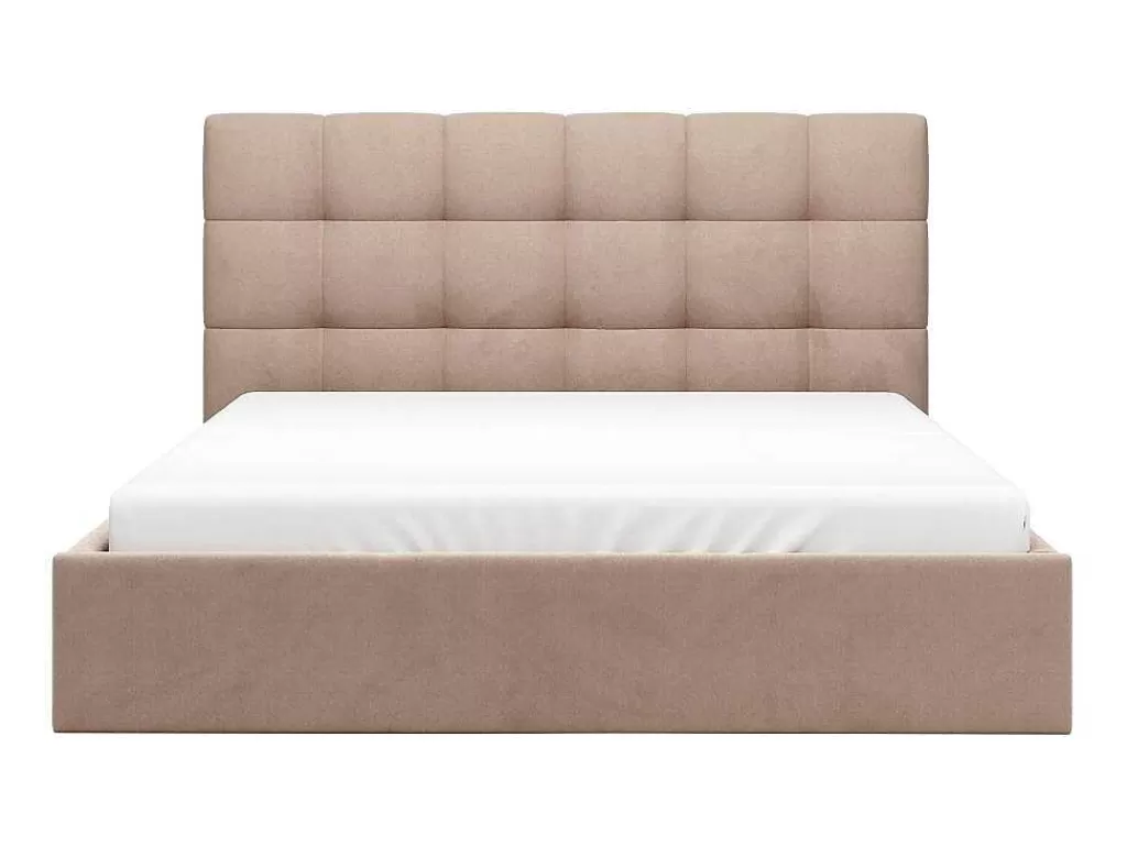 Cama Em Veludo*PASCAL MORABITO Cama Com Espaco De Arrumação 160X200 Cm Veludo Bege - Mirdal De