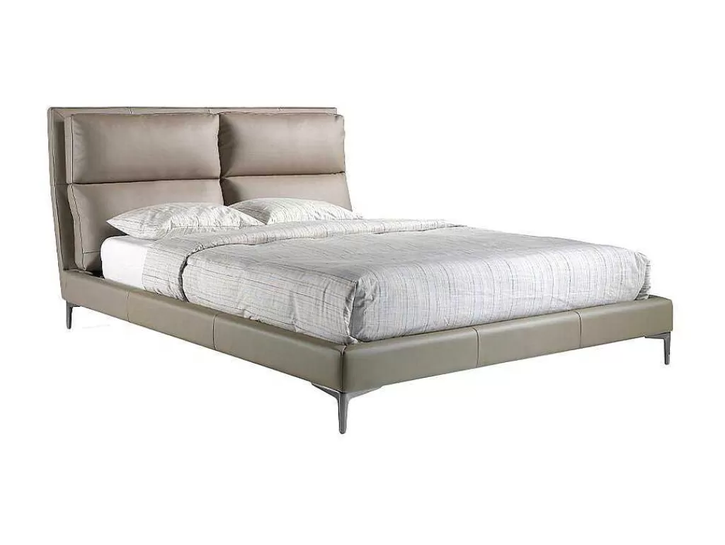 Cama De Adulto*Angel Cerda Cama Com Estrutura De Madeira De Pinho Estofada Em Couro Ecologico 7014