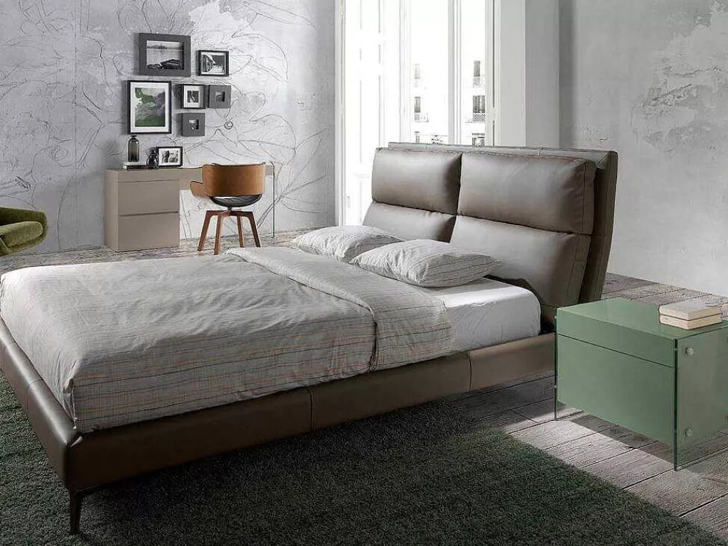 Cama De Adulto*Angel Cerda Cama Com Estrutura De Madeira De Pinho Estofada Em Couro Ecologico 7014