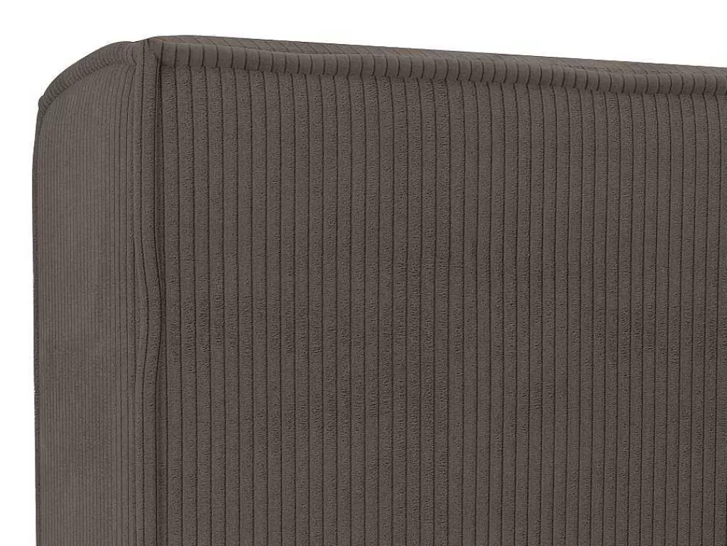 Cama Em Veludo*PASCAL MORABITO Cama Com Gaveta 180 X 200 Cm Veludo Canelado Taupe + Colchão - Timano