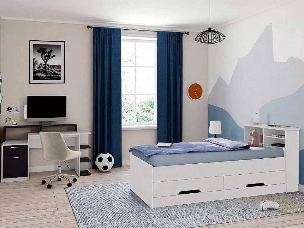 Cama De Criança*Vente-unique Cama Com Gavetas E Arrumação 90X190 Cm Branco - Boris