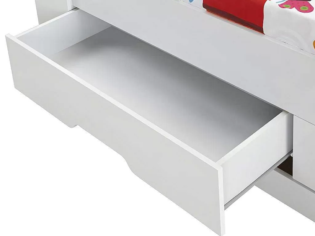 Cama De Criança*Vente-unique Cama Com Gavetas E Arrumação 90X190 Cm Branco - Boris