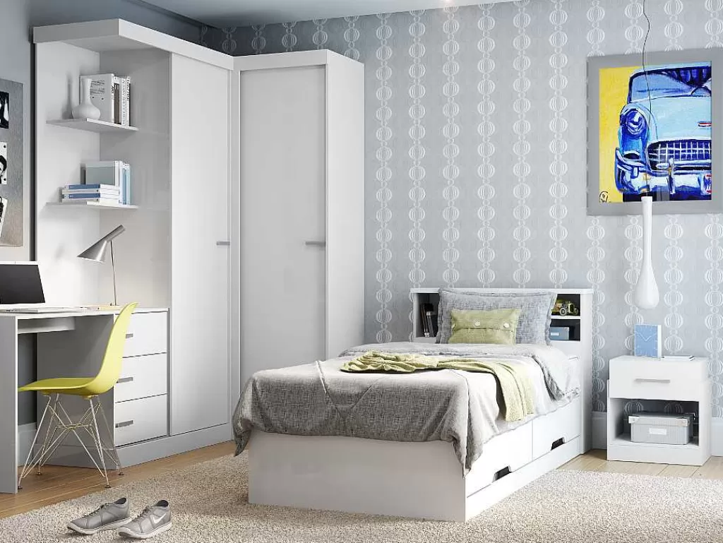 Cama De Criança*Vente-unique Cama Com Gavetas E Arrumação 90X190 Cm Branco - Boris