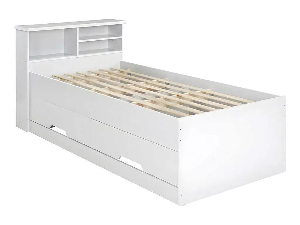 Cama De Criança*Vente-unique Cama Com Gavetas E Arrumação 90X190 Cm Branco - Boris