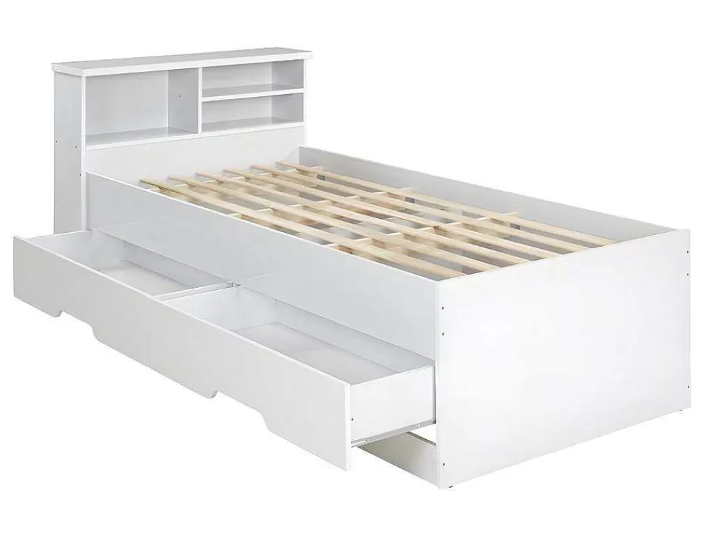 Cama De Criança*Vente-unique Cama Com Gavetas E Arrumação 90X190 Cm Branco - Boris
