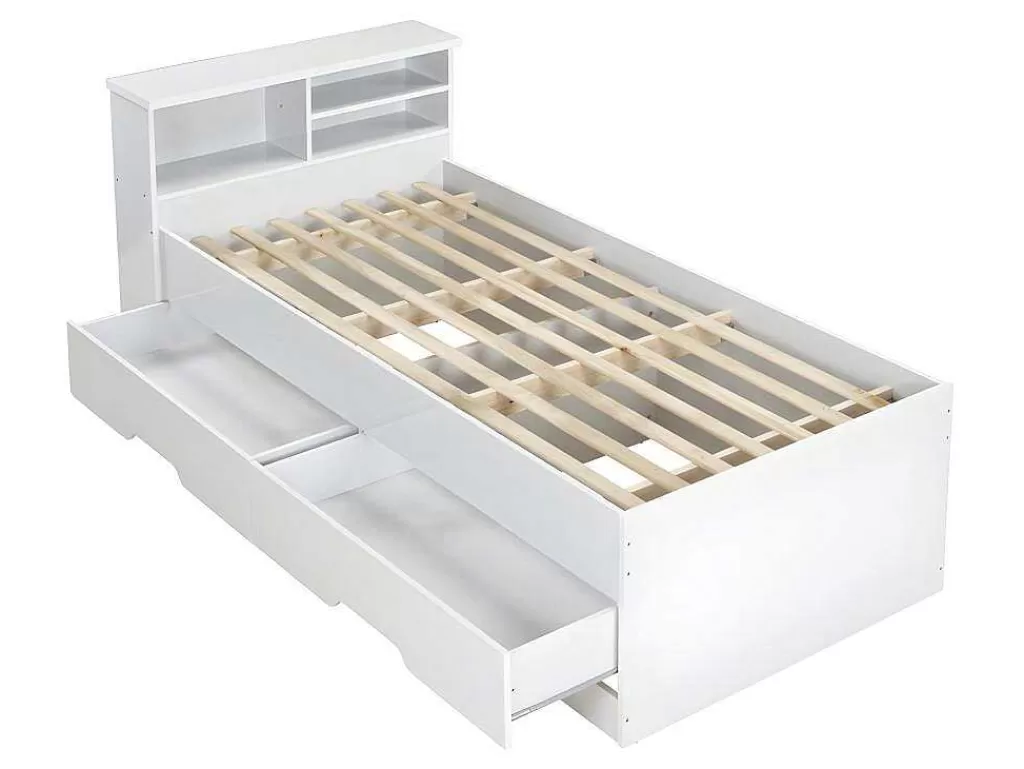 Cama De Criança*Vente-unique Cama Com Gavetas E Arrumação 90X190 Cm Branco - Boris