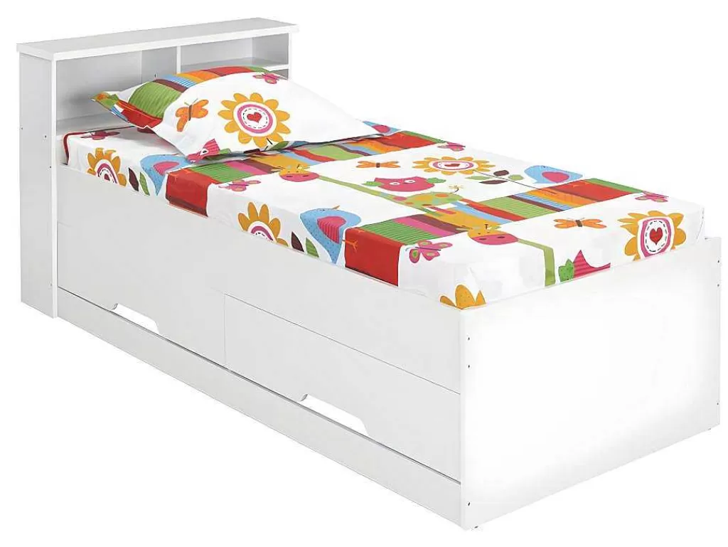 Cama De Criança*Vente-unique Cama Com Gavetas E Arrumação 90X190 Cm Branco - Boris