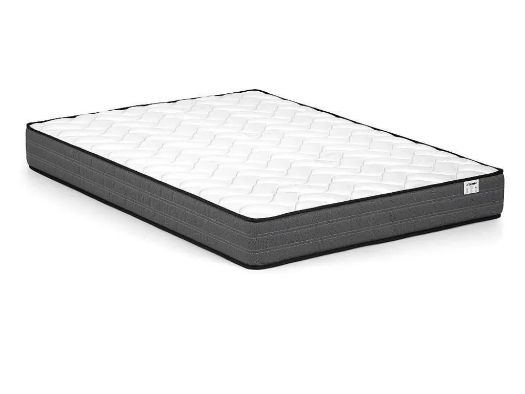 Cama De Adulto*Vente-unique Cama Com Mesas De Cabeceira 160X200 Cm, Com Leds Cor Natural E Branco + Estrado + Colchão - Desado
