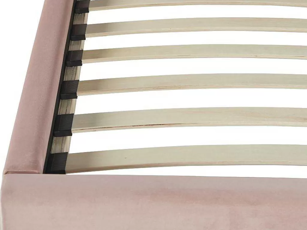 Cama Em Veludo*Vente-unique Cama Concha De 90X190 Cm Em Veludo - Rosa + Colchão - Moana