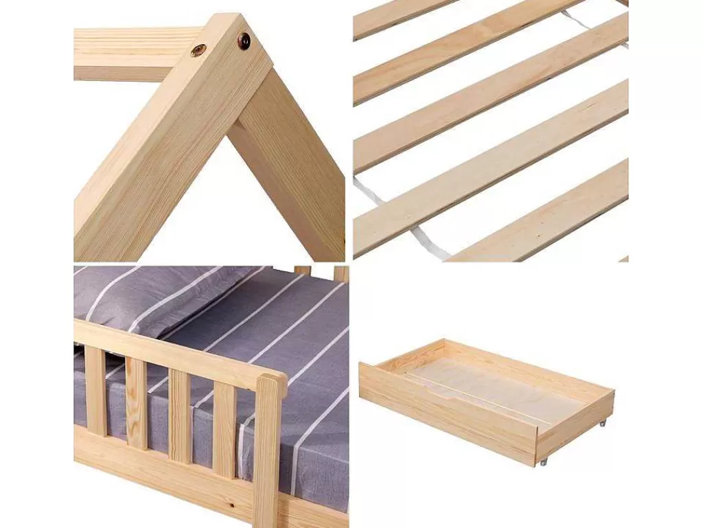 Cama De Criança*Happy Garden Cama De Cabina Para Crianças 190X90Cm Em Madeira Com Gavetas Marceau