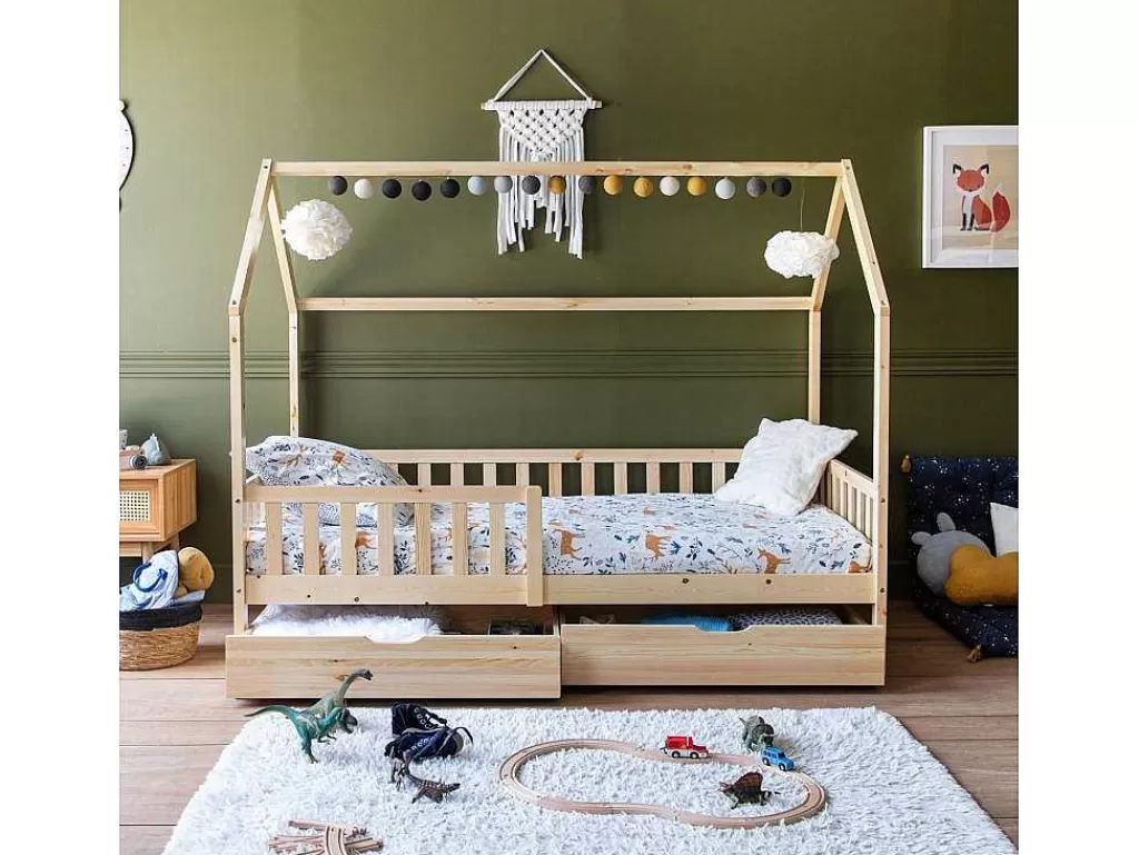 Cama De Criança*Happy Garden Cama De Cabina Para Crianças 190X90Cm Em Madeira Com Gavetas Marceau