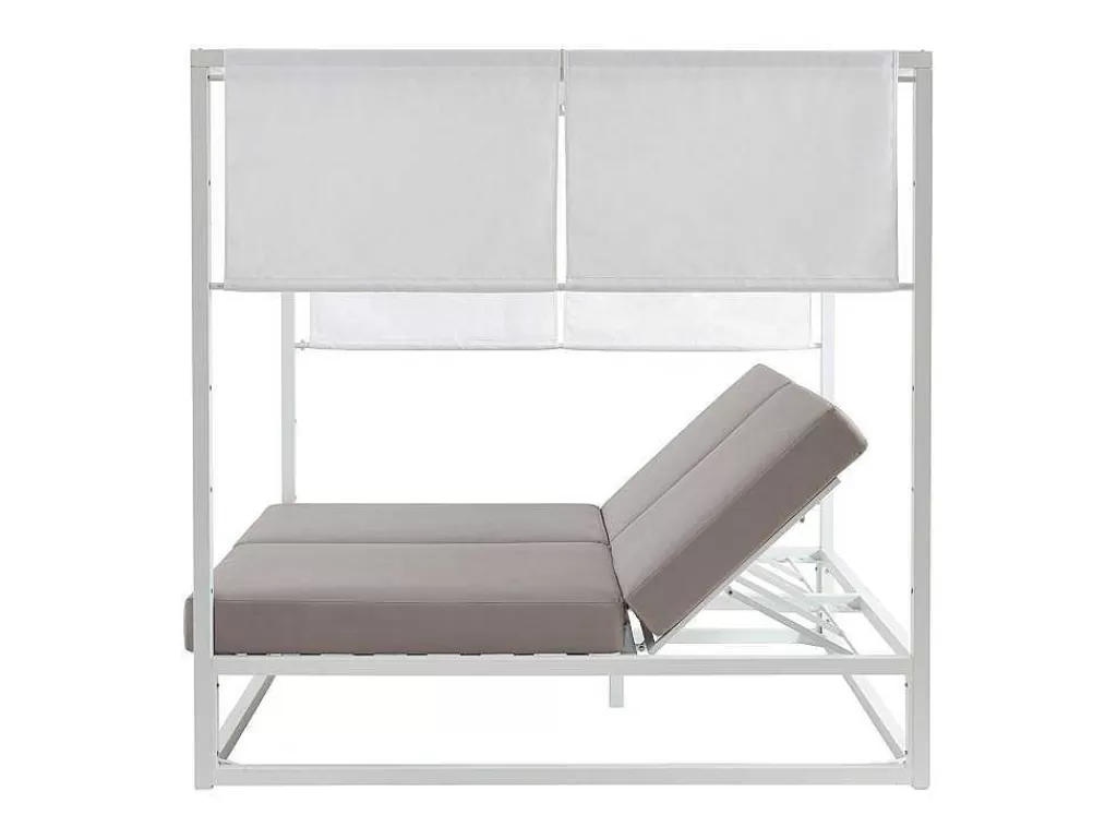 Espreguiçadeira*MYLIA Cama De Jardim Com Dossel Aluminio Branco E Cinza - Livadis De