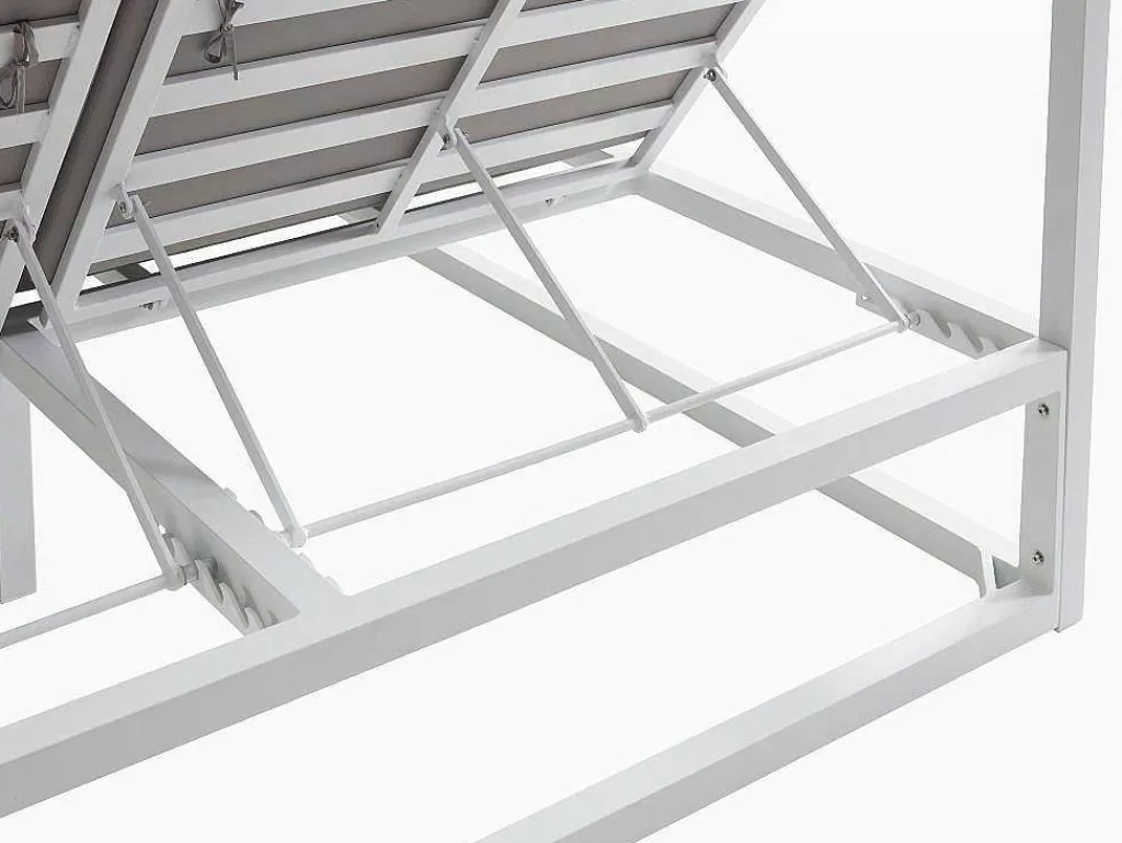 Espreguiçadeira*MYLIA Cama De Jardim Com Dossel Aluminio Branco E Cinza - Livadis De