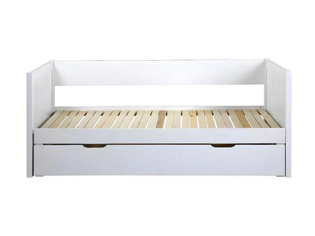 Cama Dupla*Vente-unique Cama Dupla Banco Com Gaveta De 2 X 90 X 200 Cm Em Pinho E Mdf Cor Branco - Alfiero