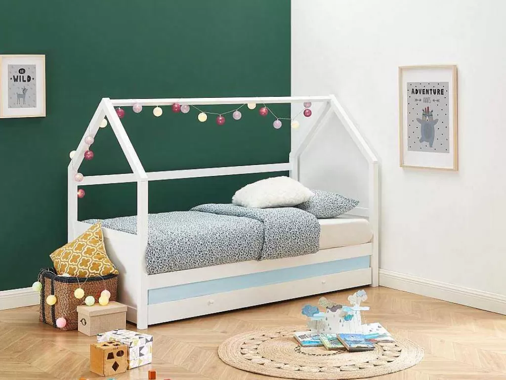 Cama Dupla*Vente-unique Cama Dupla Cabana De 2 X 90 X 190 Cm Em Pinho Cor Branco + Colchão - Hurra