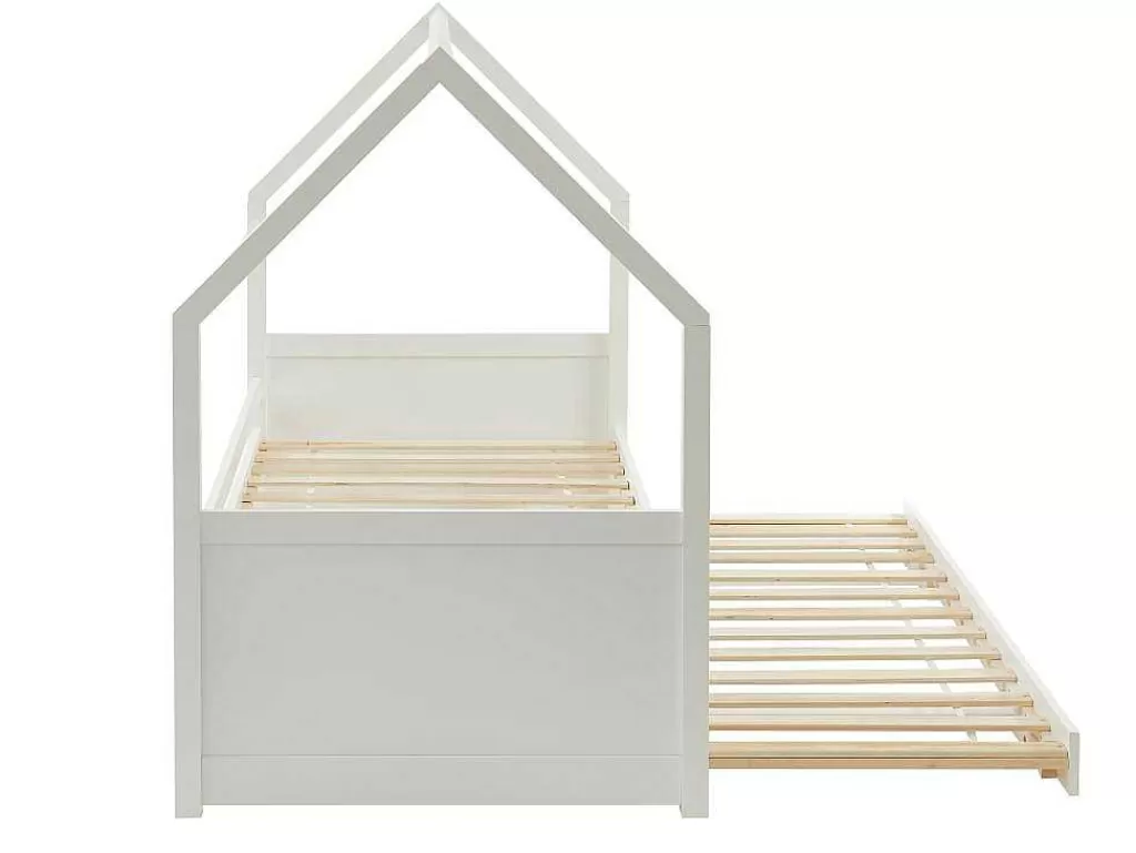 Cama Dupla*Vente-unique Cama Dupla Cabana De 2 X 90 X 190 Cm Em Pinho Cor Branco + Colchão - Hurra