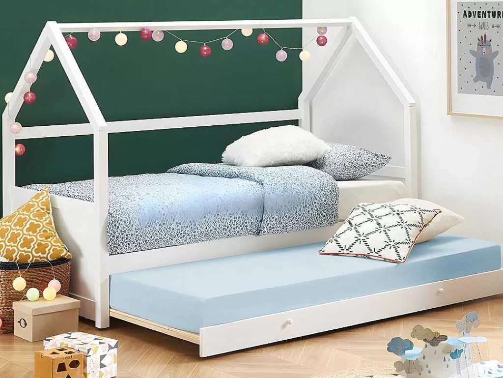 Cama Dupla*Vente-unique Cama Dupla Cabana De 2 X 90 X 190 Cm Em Pinho Cor Branco + Colchão - Hurra