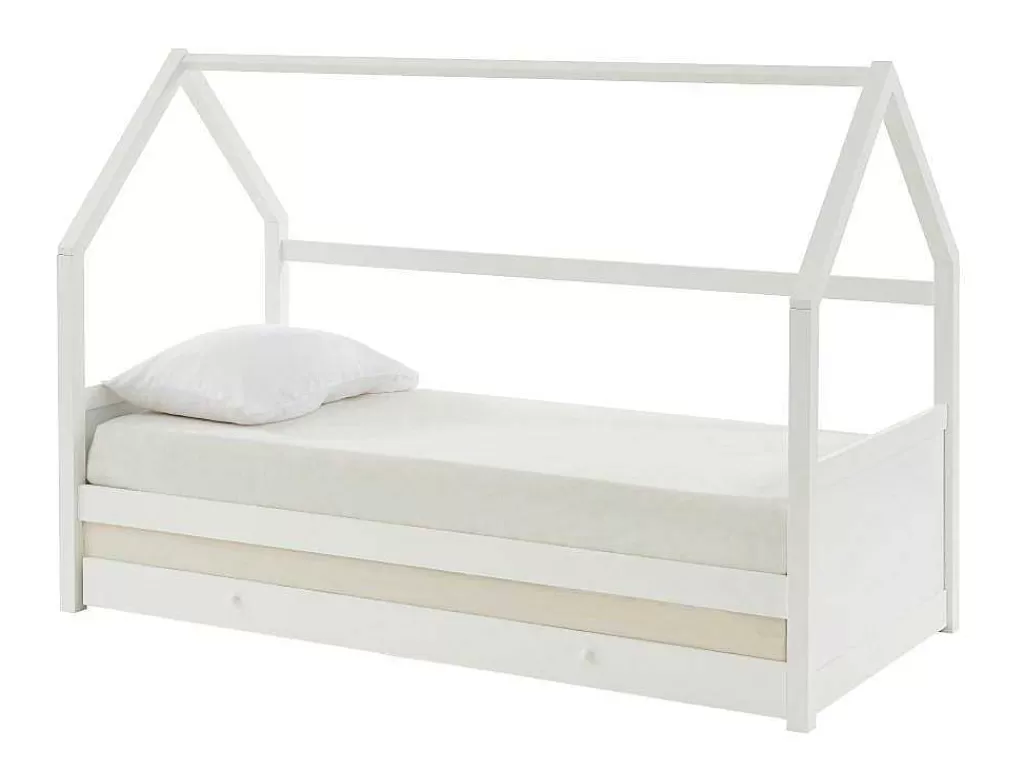 Cama Dupla*Vente-unique Cama Dupla Cabana De 2 X 90 X 190 Cm Em Pinho Cor Branco + Colchão - Hurra