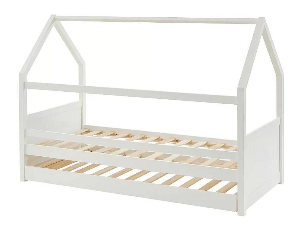 Cama Dupla*Vente-unique Cama Dupla Cabana De 2 X 90 X 190 Cm Em Pinho Cor Branco + Colchão - Hurra