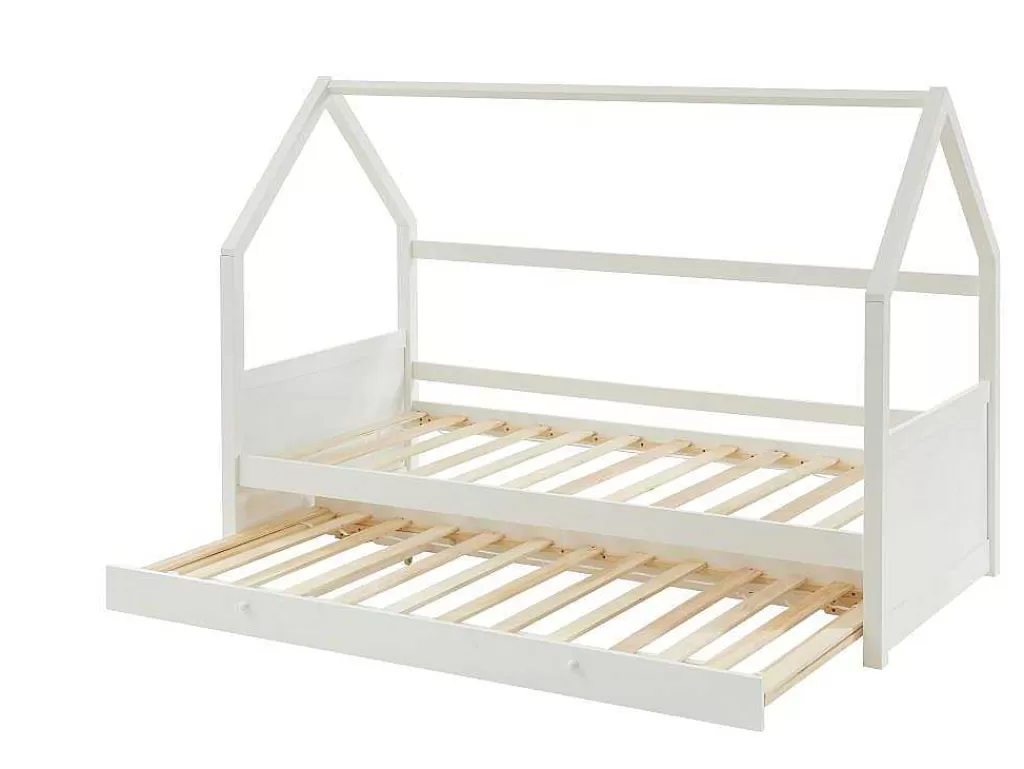 Cama Dupla*Vente-unique Cama Dupla Cabana De 2 X 90 X 190 Cm Em Pinho Cor Branco + Colchão - Hurra