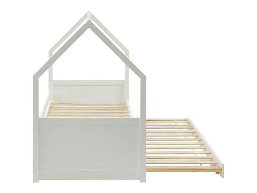 Cama Dupla*Vente-unique Cama Dupla Cabana De 2 X 90 X 190 Cm Em Pinho Cor Branco - Hurra