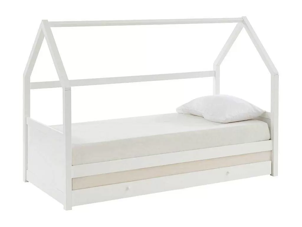 Cama Dupla*Vente-unique Cama Dupla Cabana De 2 X 90 X 190 Cm Em Pinho Cor Branco - Hurra
