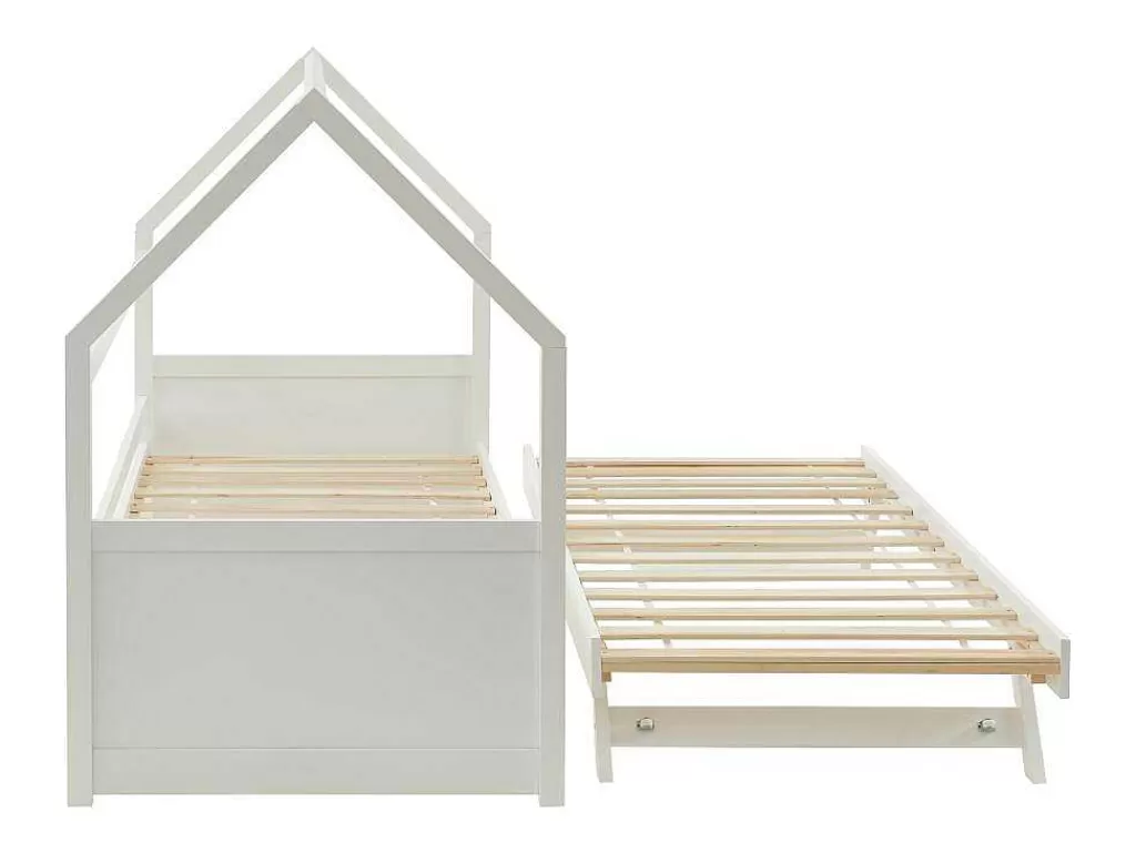 Cama Dupla*Vente-unique Cama Dupla Cabana De 2 X 90 X 190 Cm Em Pinho Cor Branco - Hurra