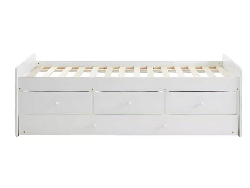 Cama Dupla*Vente-unique Cama Dupla Com 3 Gavetas De 90 X 190 Cm Em Mdf E Pinho Cor Branco - Titouan