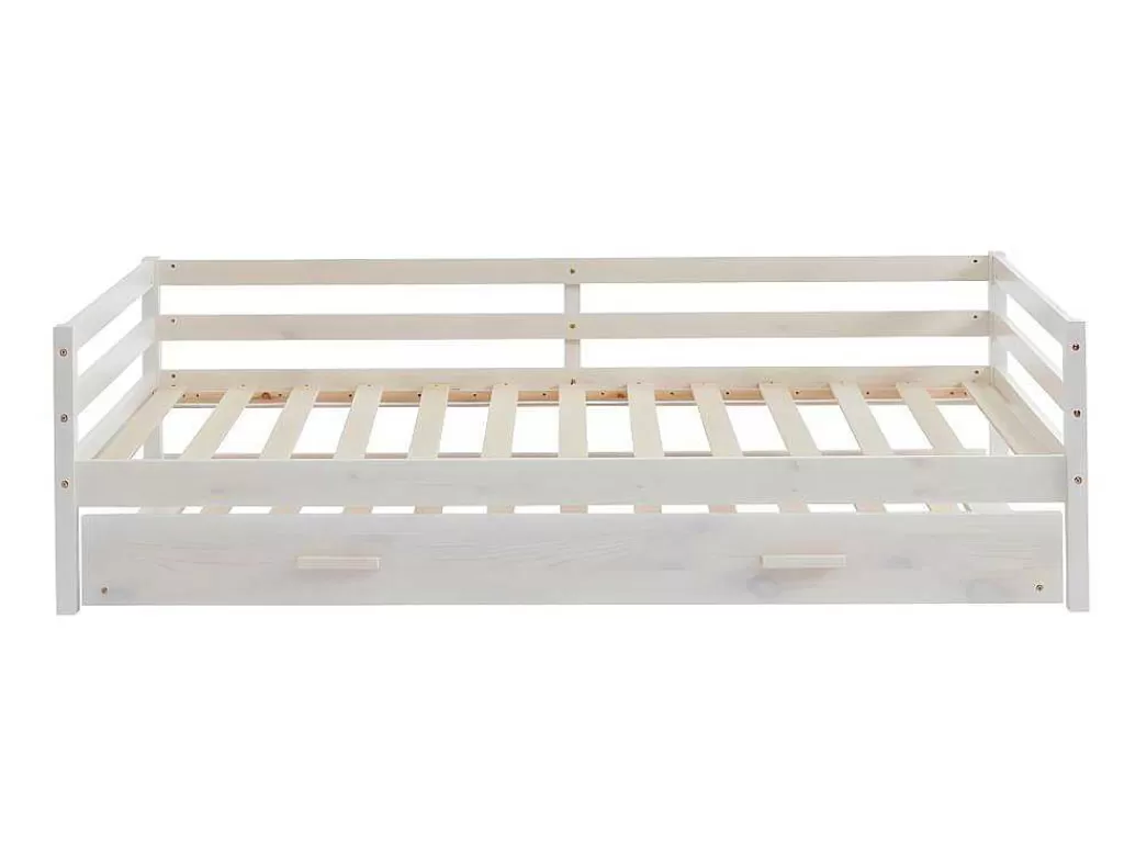 Cama Dupla*Vente-unique Cama Dupla De 2 X 90 X 190 Cm Em Pinho Macico E Mdf Cor Esbranquicada + Colchão - Aedan Ii