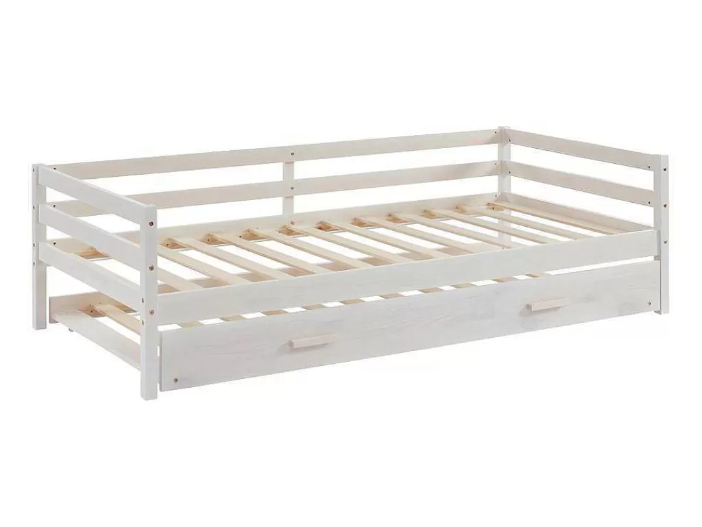 Cama De Criança*Vente-unique Cama Dupla De 2 X 90 X 190 Cm Em Pinho Macico E Mdf Esbranquicado - Aedan Ii